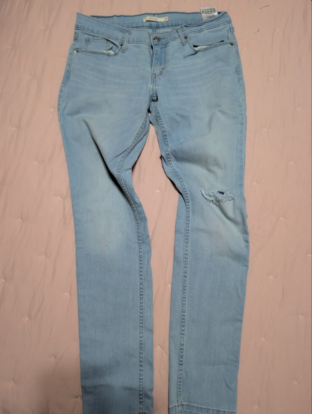 Levi's Light Blue Skinny Jeans with Knee Distress